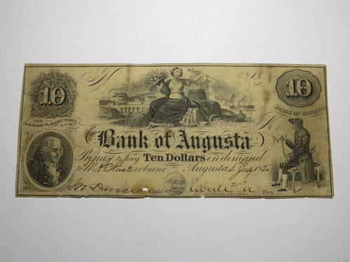 $10 1850 Augusta Georgia GA Obsolete Currency Bank Note Bill Bank of Augusta