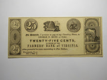 Load image into Gallery viewer, $.25 1839 Winchester Virginia Obsolete Currency Bank Note Bill Farmers Bank UNC+