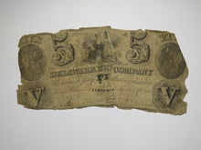 Load image into Gallery viewer, $5 1845 Lambertville New Jersey Obsolete Currency Bank Note Bill Delaware Bridge
