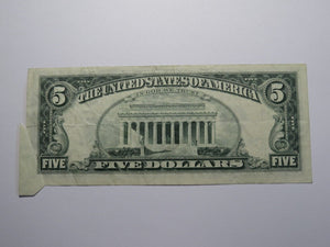 $5 1977 Printed Fold Error Boston MA Federal Reserve Bank Note Currency Bill VF