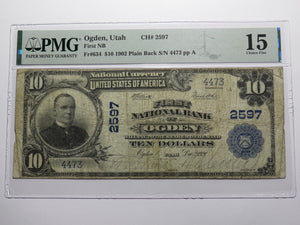 $10 1902 Ogden Utah UT National Currency Bank Note Bill Ch. #2597 PMG F15