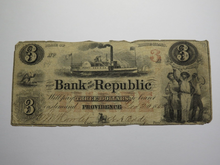 Load image into Gallery viewer, $3 1853 Providence Rhode Island RI Obsolete Currency Bank Note Bill Republic