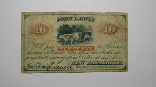 1862 $.10 New Baltimore Ohio OH Fractional Currency Obsolete Note! John Lewis