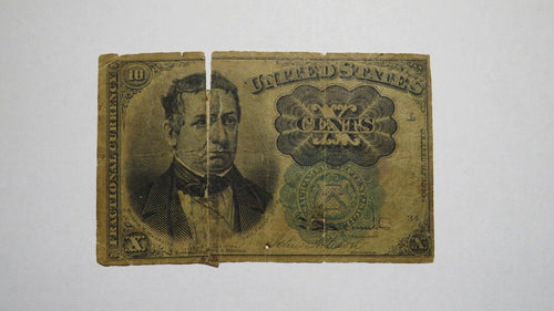 1874 $.10 Fifth Issue Fractional Currency Obsolete Bank Note Bill 5th Green Seal