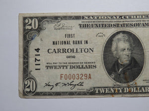 $20 1929 Carrollton Ohio OH National Currency Bank Note Bill Charter #11714 VF