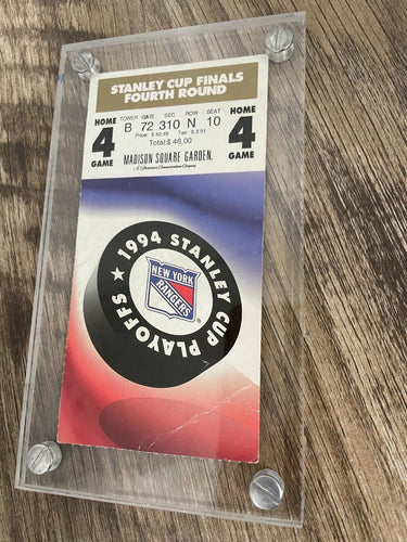 1994 Stanley Cup Finals Game 7 New York Rangers Vs. Canucks Hockey Ticket Stub
