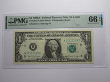 Load image into Gallery viewer, $1 1988 Near Solid Serial Number Federal Reserve Bank Note Bill UNC66 #11111103