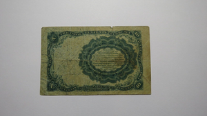 1874 $.10 Fifth Issue Fractional Currency Obsolete Bank Note Bill VG+ Condition
