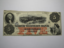 Load image into Gallery viewer, $5 1861 Warren Pennsylvania Obsolete Currency Note Bill North Western Bank UNC++