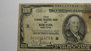 $100 1929 New York New York National Currency Note Federal Reserve Bank Bill!