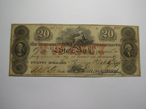 $20 1858 Charleston South Carolina Obsolete Currency Bank Note Bank of SC