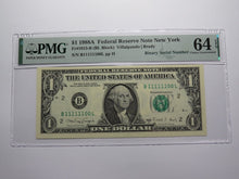Load image into Gallery viewer, $1 1988 Binary Near Solid Serial Number Federal Reserve Bank Note Bill #11111100