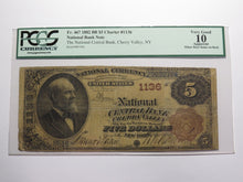 Load image into Gallery viewer, $5 1882 Cherry Valley New York National Currency Bank Note Bill #1136 VG10 PCGS