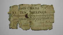 Load image into Gallery viewer, 1754 Ten Shillings North Carolina NC Colonial Currency Note Bill RARE 10s