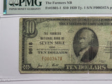 Load image into Gallery viewer, $10 1929 Seven Mile Ohio OH National Currency Bank Note Bill Ch. #9518 F15 PMG