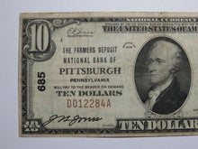 Load image into Gallery viewer, $10 1929 Pittsburgh Pennsylvania PA National Currency Bank Note Bill Ch. #685 VF