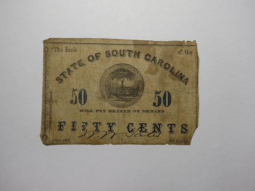 $.50 1862 Charleston South Carolina Obsolete Currency Bank Note Bank of SC