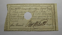 Load image into Gallery viewer, 1789 One Pound Connecticut Colonial Currency Interest Certificate Oliver Walcott