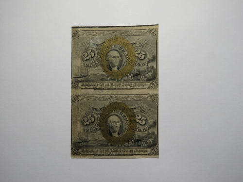 1863 $.25 Second Issue Uncut Pair Fractional Currency Obsolete Postage Bank Note