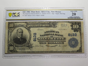 $10 1902 Silver City New Mexico National Currency Bank Note Bill #8132 PCGS VF20