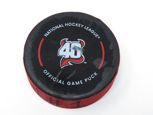 2022 Kevin Bahl New Jersey Devils Game Used NHL 2nd Career Goal Puck Jack Hughes