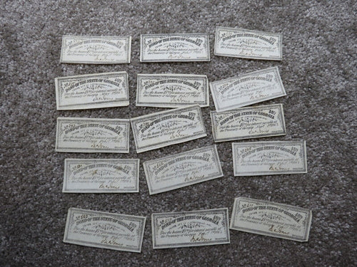 15 $8 1863 Georgia Bond Coupons Obsolete Currency Note Bills