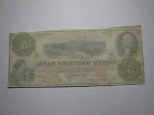 $5 1861 Warren Pennsylvania Obsolete Currency Note Bill North Western Bank UNC++