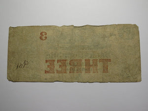 $3 1853 Providence Rhode Island RI Obsolete Currency Bank Note Bill Republic