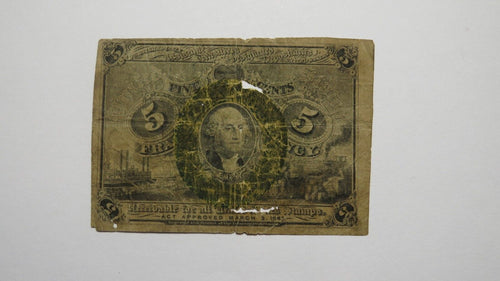 1863 $.05 Second Issue Fractional Currency Obsolete Bank Note Bill 2nd Filler