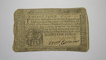 Load image into Gallery viewer, 1777 Eighteen Pence Pennsylvania PA Colonial Currency Bank Note Bill 18d RARE