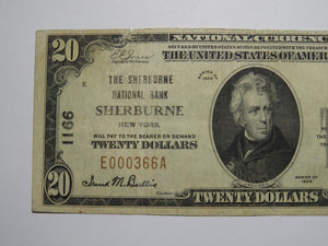 $20 1929 Sherburne New York NY National Currency Bank Note Bill Ch. #1166 VF