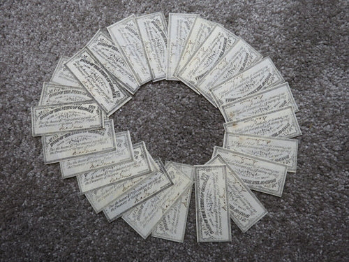 25 $8 1863 Georgia Bond Coupons Obsolete Currency Note Bills