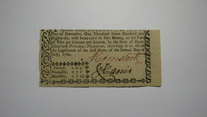 $7 1780 Rhode Island RI Colonial Currency Note Bill Seven Dollar UNC. Condition