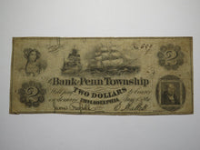 Load image into Gallery viewer, $2 1861 Philadelphia Pennsylvania PA Obsolete Currency Note Bill Penn Township