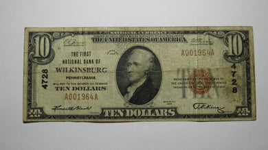 $10 1929 Wilkinsburg Pennsylvania PA National Currency Bank Note Bill Ch. #4728