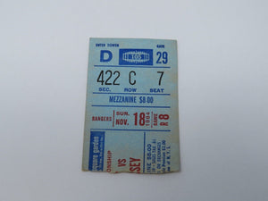 November 18, 1984 New York Rangers Vs. New Jersey Devils NHL Hockey Ticket Stub