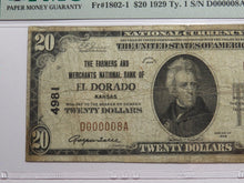 Load image into Gallery viewer, $20 1929 El Dorado Kansas KS National Currency Bank Note Bill Ch. #4981 F15 PMG