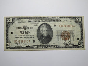 $20 1929 New York NYC Mini Radar National Currency Federal Reserve Bank Note VF+