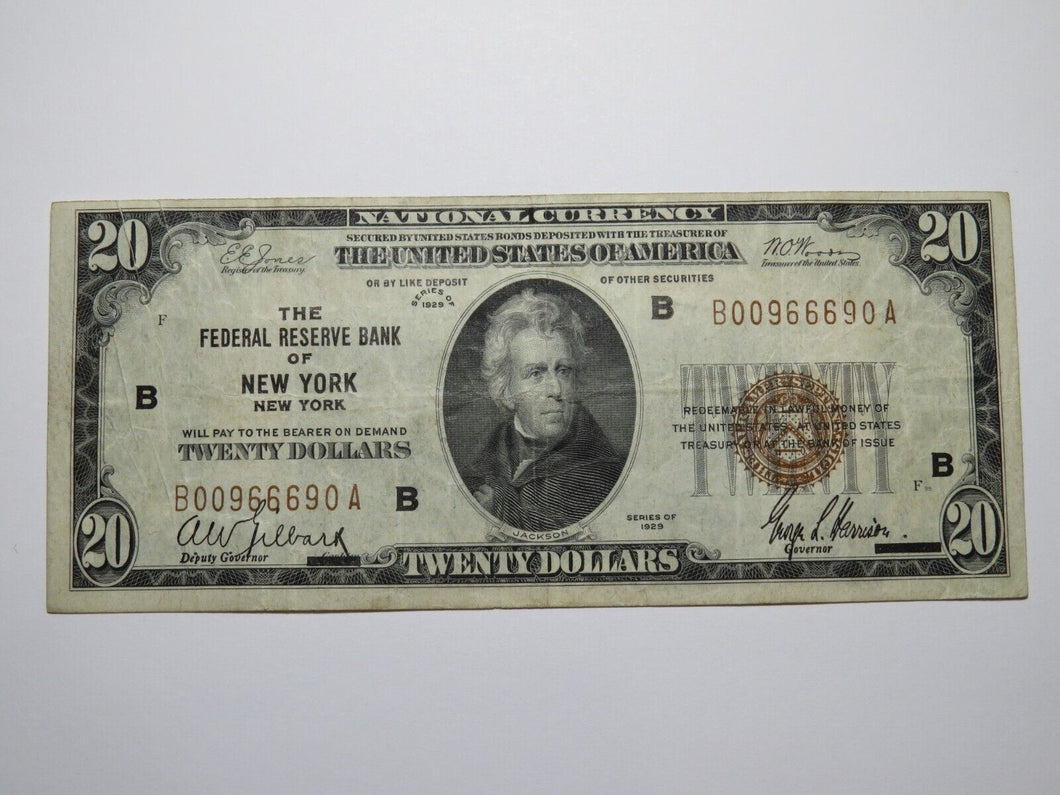 $20 1929 New York NYC Mini Radar National Currency Federal Reserve Bank Note VF+