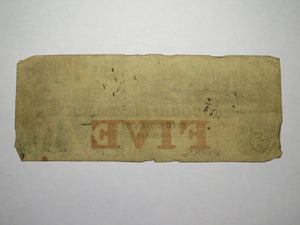 $5 1852 Boston Massachusetts MA Obsolete Currency Bank Note Bill Cochituate Bank