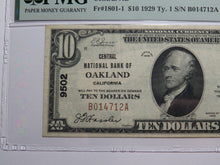 Load image into Gallery viewer, $10 1929 Oakland California National Currency Bank Note Bill Ch. #9502 VF30EPQ