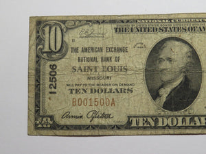 $10 1929 Saint Louis Missouri MO National Currency Bank Note Bill! Ch #12506 St.