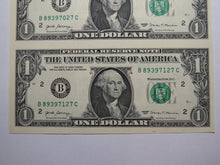 Load image into Gallery viewer, $1 2017 Uncut New York BEP Uncirculated Currency Sheet 2 Federal Reserve Notes