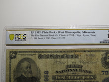 Load image into Gallery viewer, $5 1902 West Minneapolis Minnesota National Currency Bank Note Bill #7958 PCGS