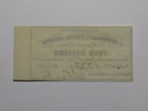$4 1861 Confederate Bond Coupon Certificate Currency Bank Note Bill UNC