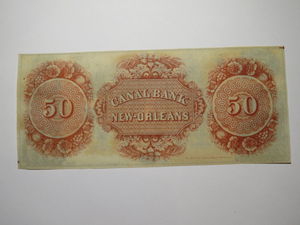 $50 18__ New Orleans Louisiana Obsolete Currency Bank Note Remainder Canal UNC++