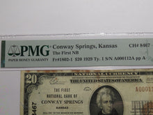 Load image into Gallery viewer, $20 1929 Conway Springs Kansas National Currency Bank Note Bill #8467 VF25 PMG