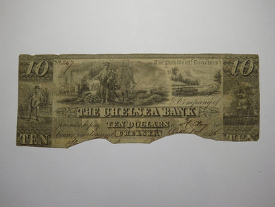 $10 1836 Chelsea Massachusetts MA Obsolete Currency Bank Note Bill Chelsea Bank