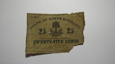 $.25 1862 Charleston South Carolina Obsolete Currency Bank Note Fractional 
