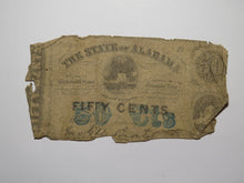 Load image into Gallery viewer, $.50 1863 Montgomery Alabama AL Obsolete Currency Bank Note Bill State of AL